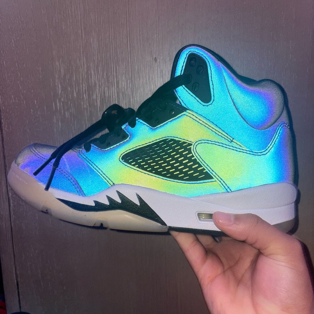 Jordan Kids Sneakers with Holographic Blue and Green